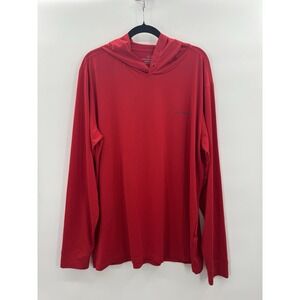 Vineyard Vines Mens Performance Tee Large Red Long Sleeve Hooded Stretch Dry